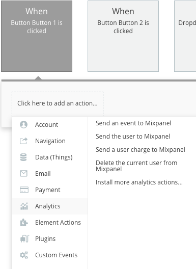 Analytics action in Bubble workflow